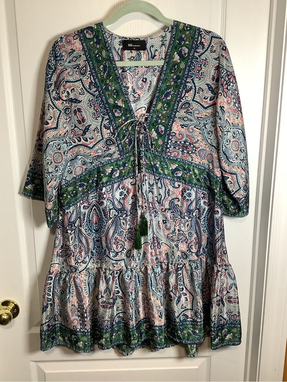 BSB Collection Paisley Boho Ruffle Hem Mini Dress